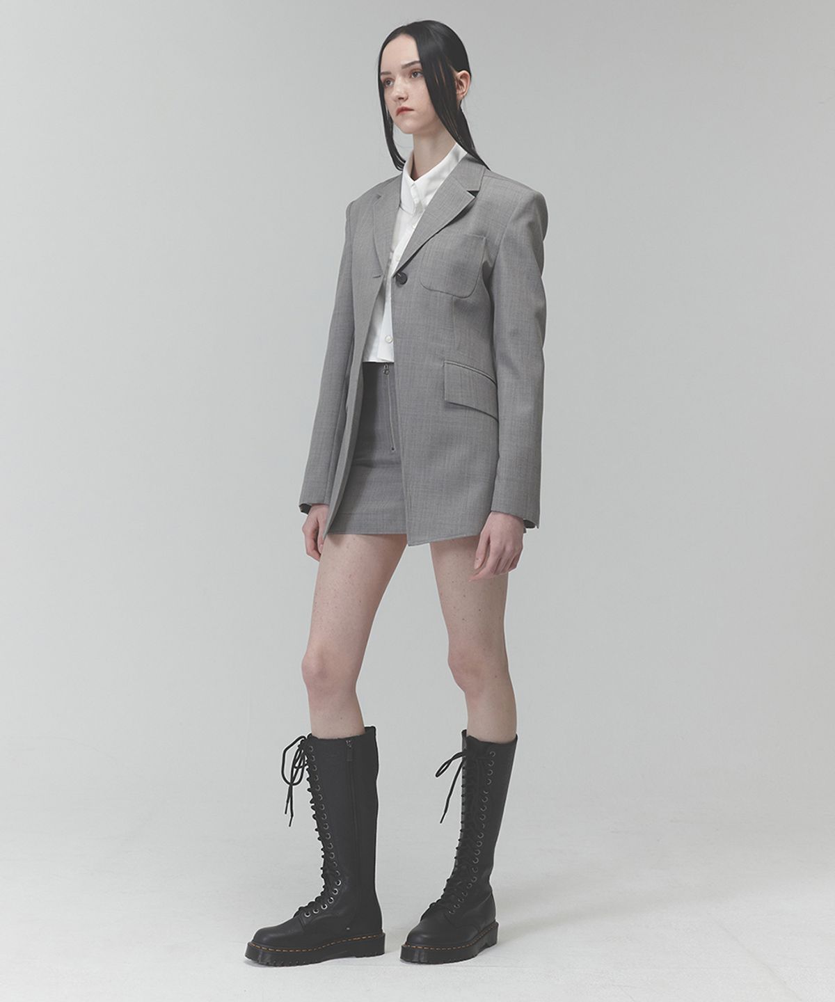 라클레르(RACLEUR) RA 원버튼 테일러드 싱글 자켓[GRAY]