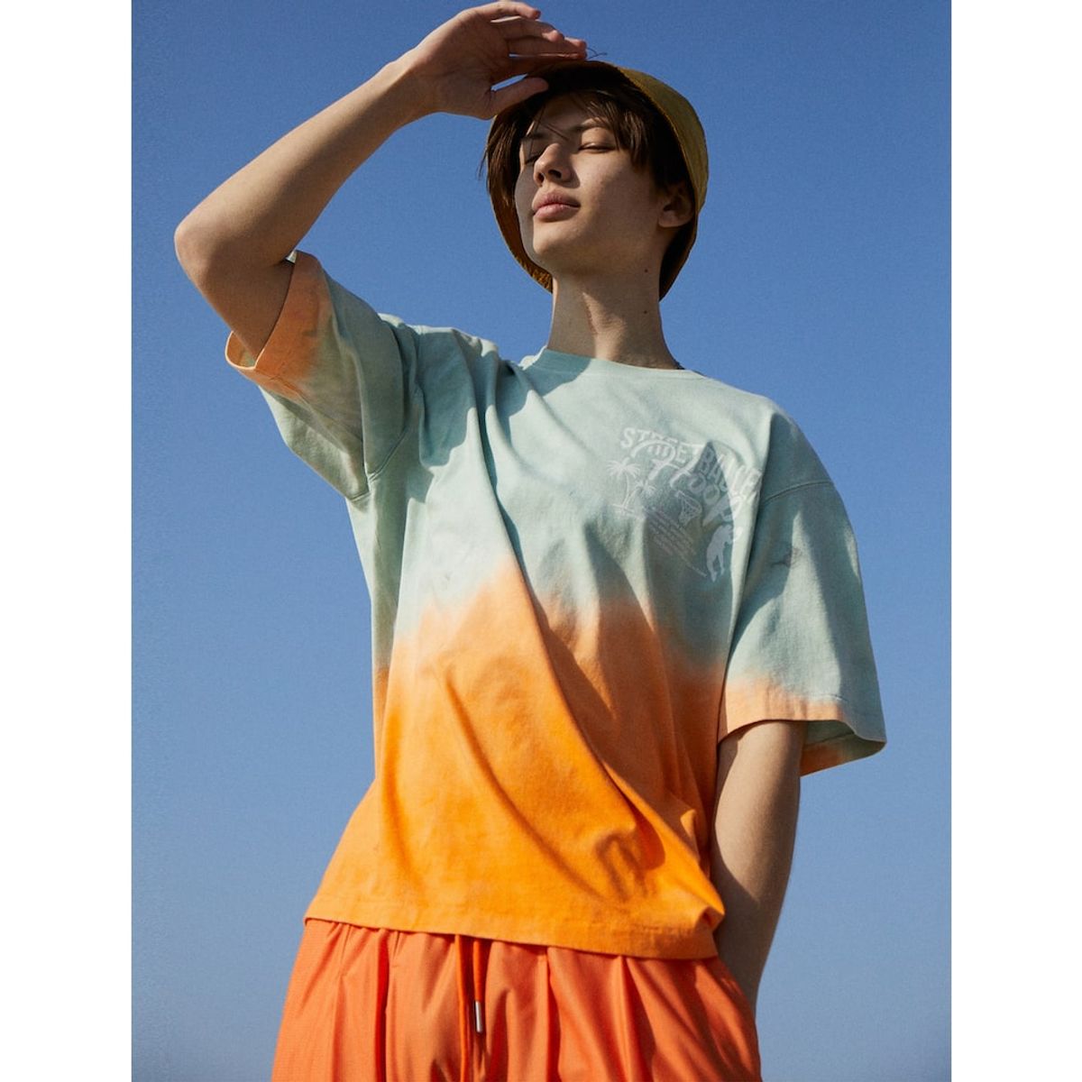 샌드 사운드(SAND SOUND) Dipping Dyeing Graphic TShirt  Orange