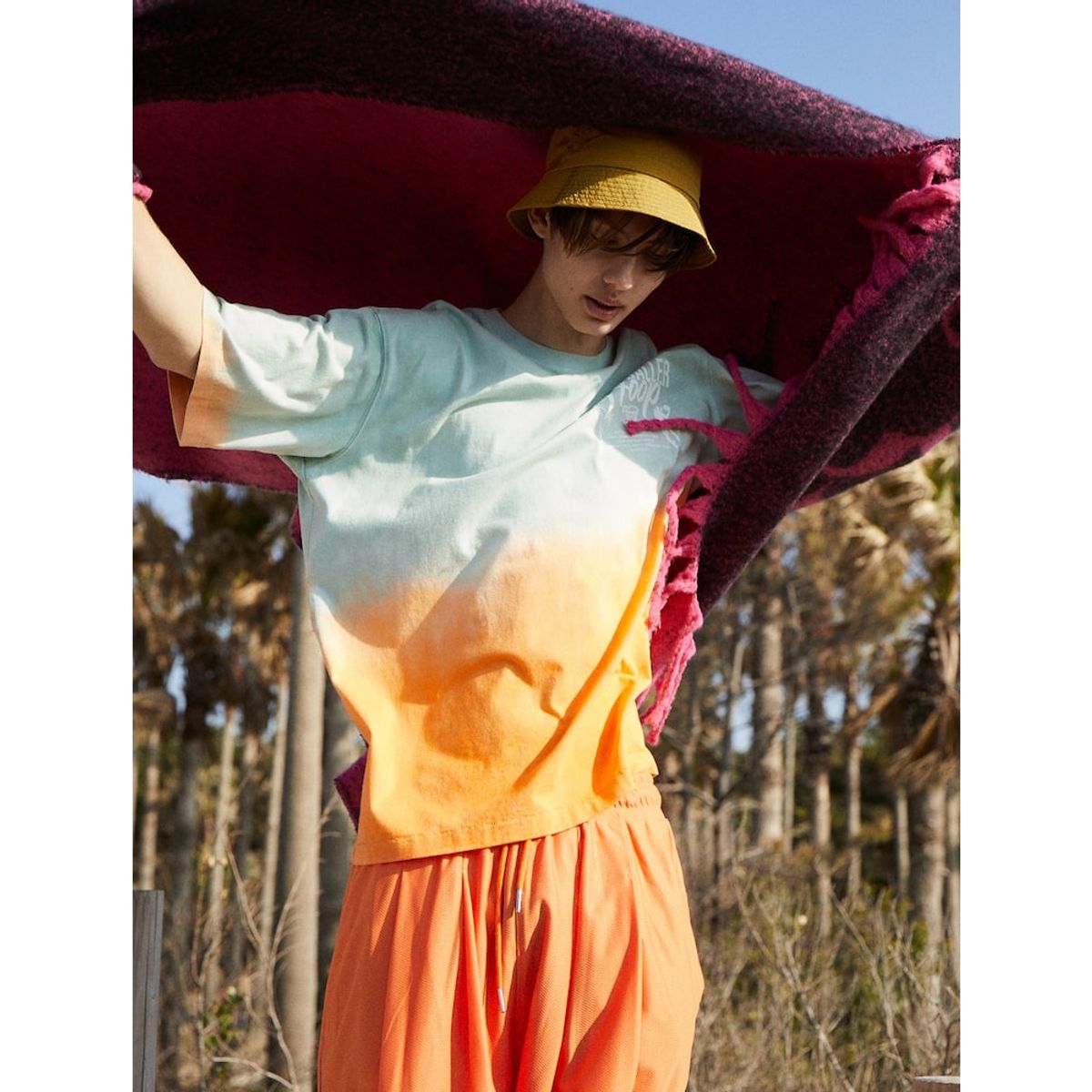 샌드 사운드(SAND SOUND) Dipping Dyeing Graphic TShirt  Orange