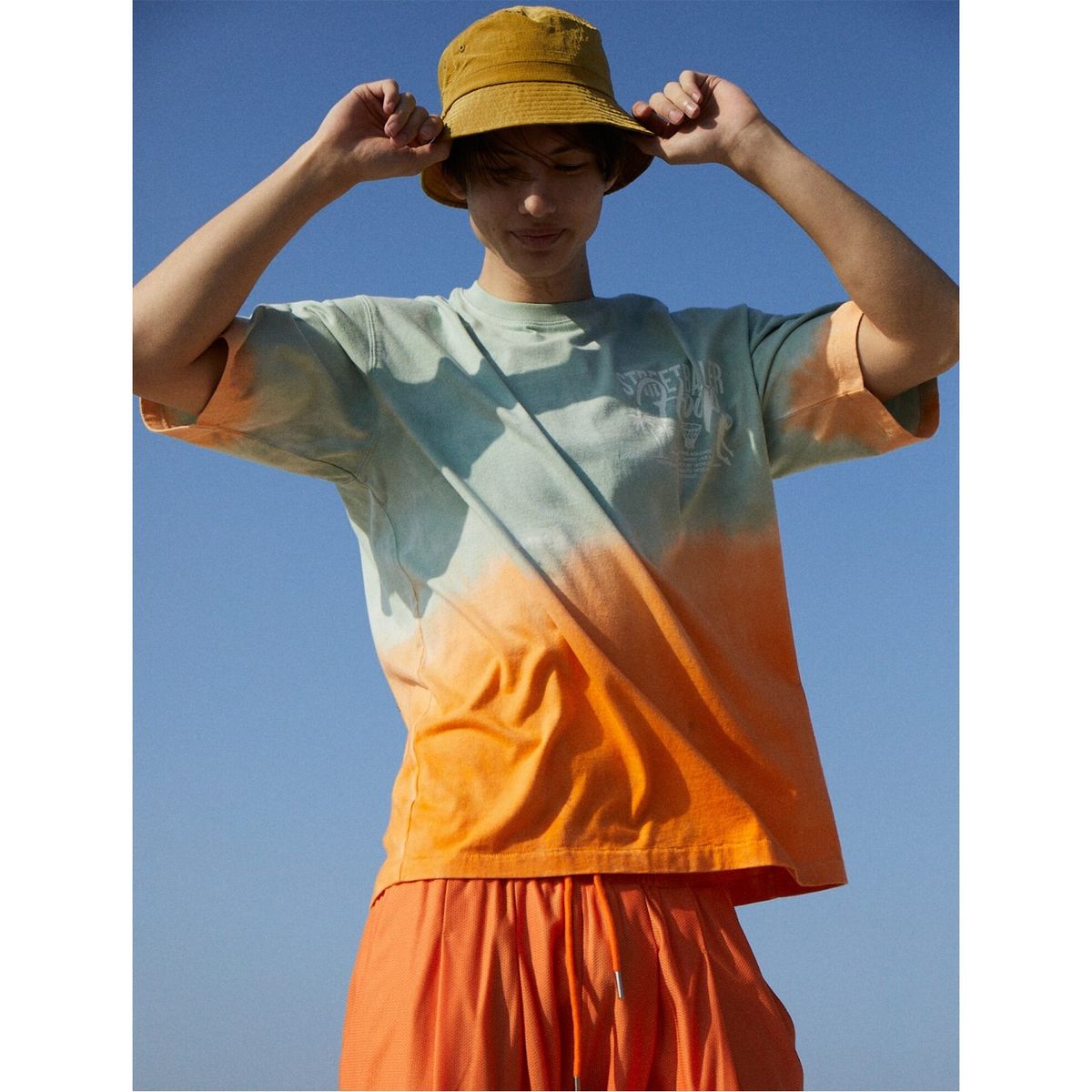 샌드 사운드(SAND SOUND) Dipping Dyeing Graphic TShirt  Orange