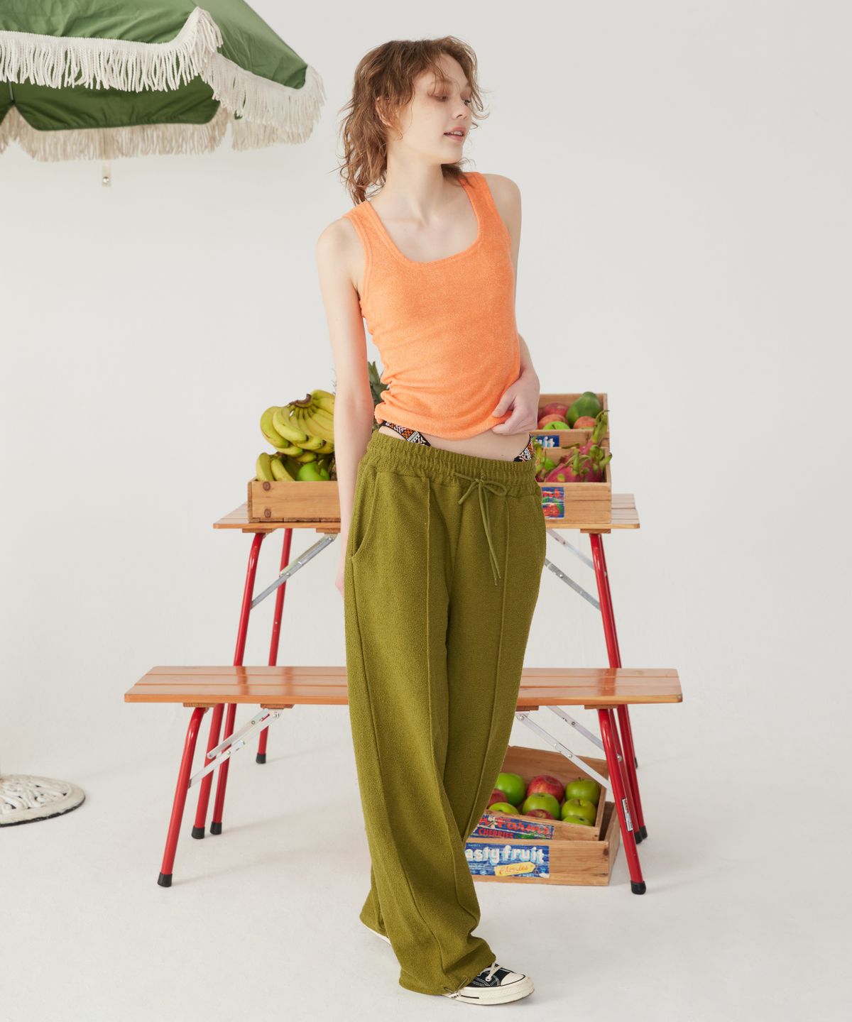 꾸아페(QUAFE) TERRY 2-WAY JOGGER PANTS_Olive