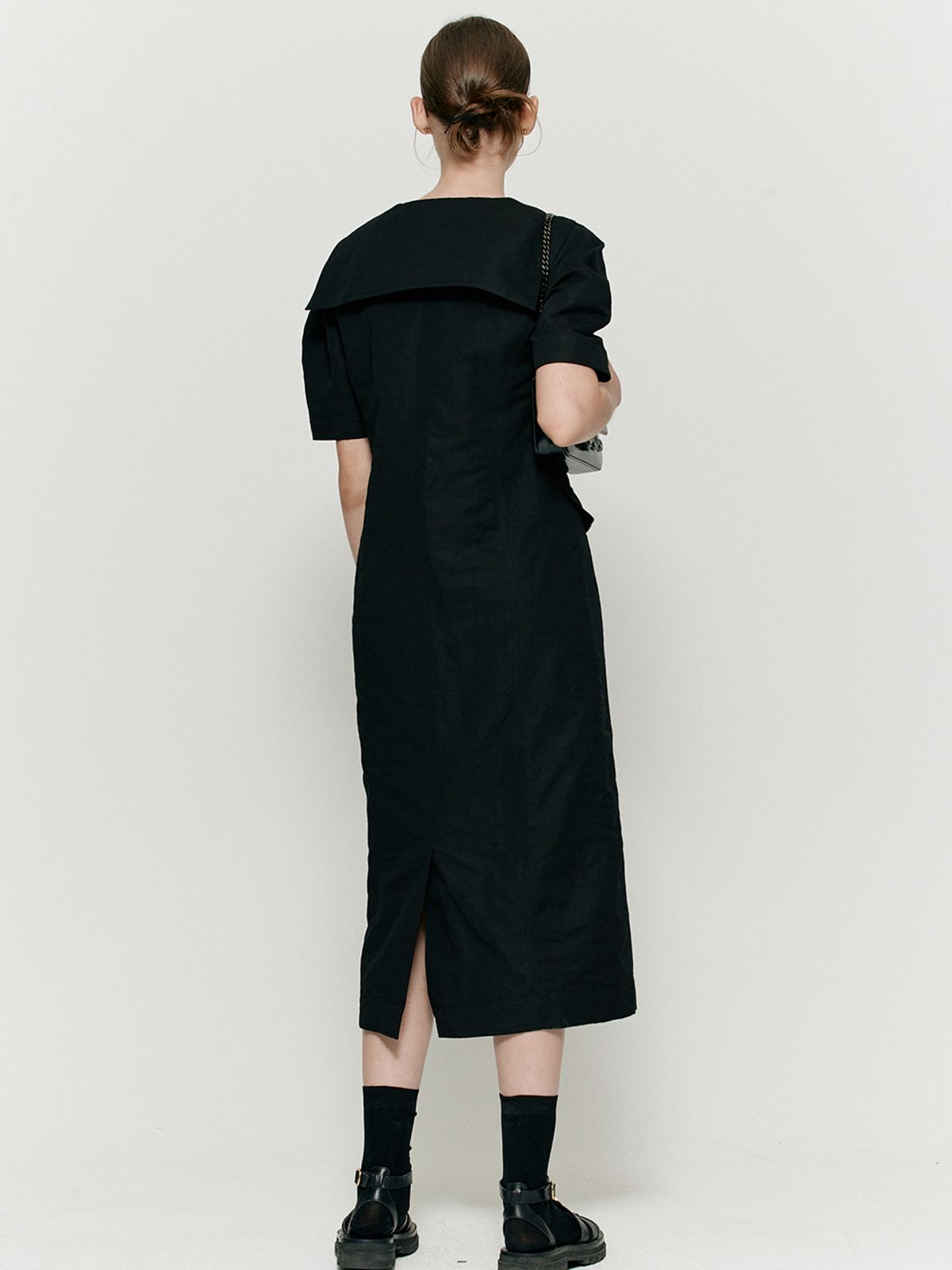 비뮤즈맨션(BEMUSE MANSION) Linen sailor collar dress - Black