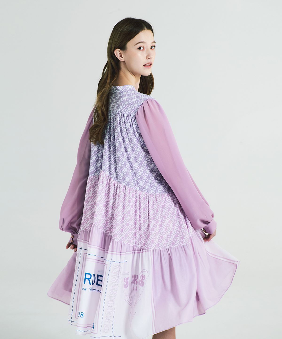 아이스가든에이오공팔(ICE GARDEN A.508) Monogram Print Chiffon Dress