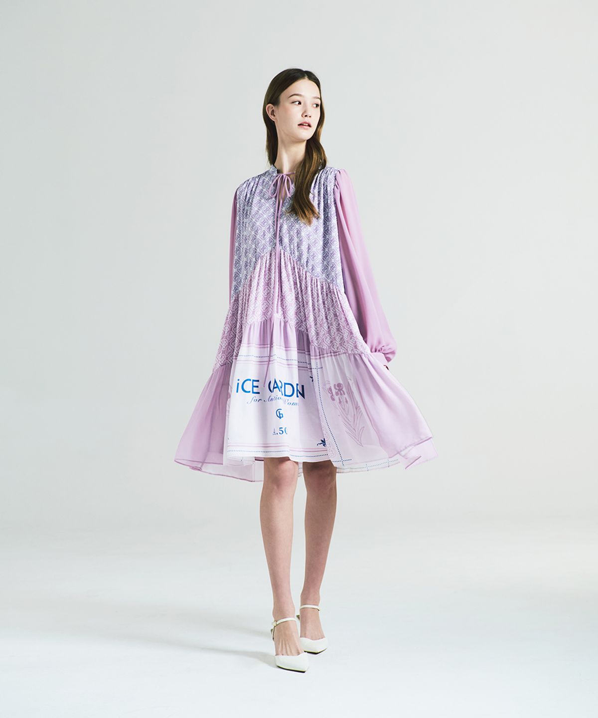 아이스가든에이오공팔(ICE GARDEN A.508) Monogram Print Chiffon Dress
