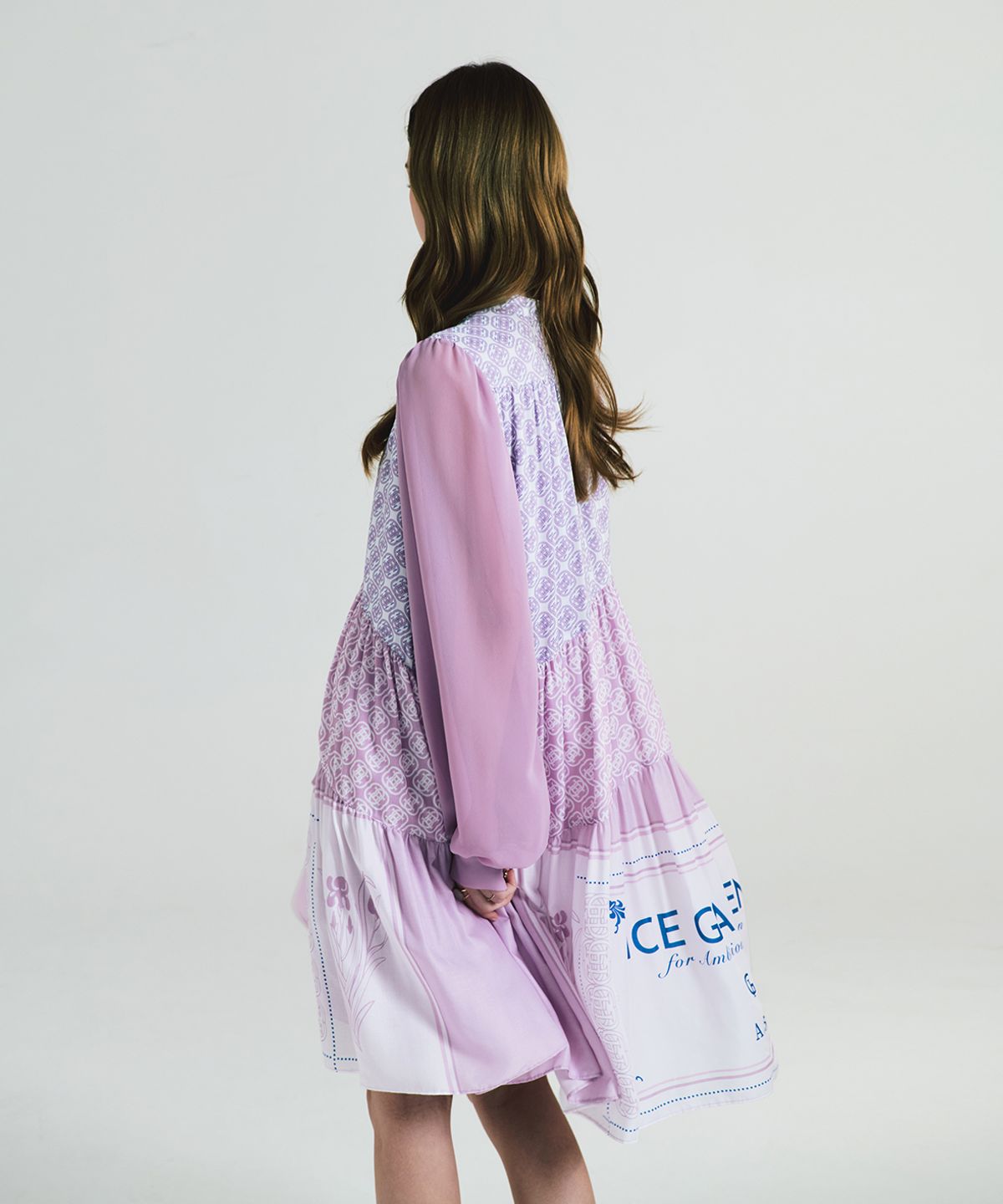아이스가든에이오공팔(ICE GARDEN A.508) Monogram Print Chiffon Dress