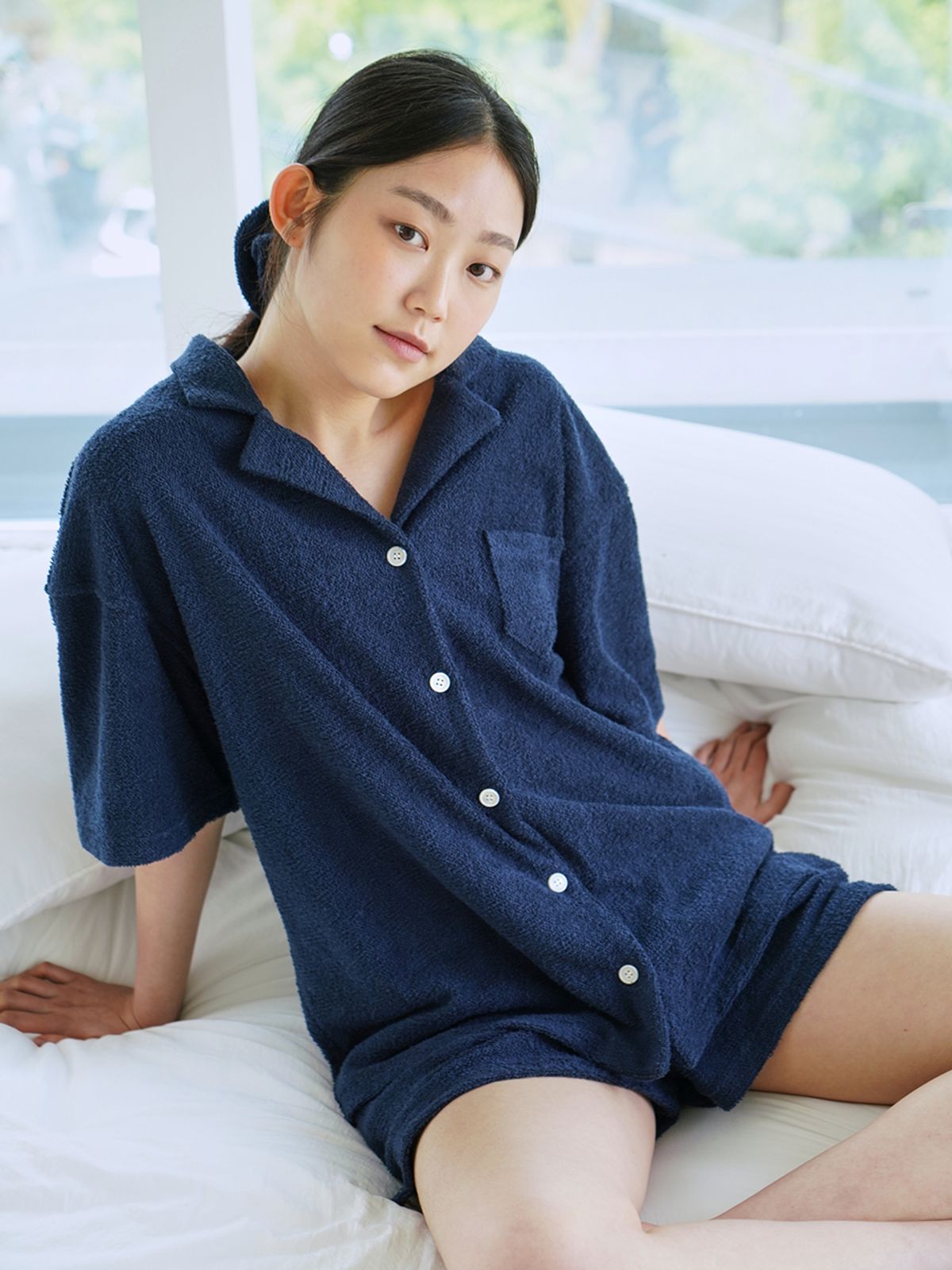 씨솔트씨(SEA SALT SEA) 테리 헤어 스크런치( 네이비)