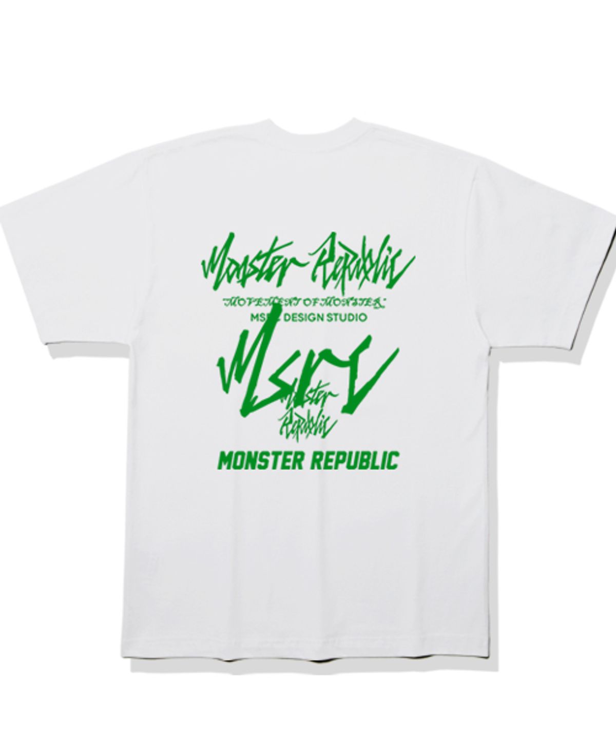 몬스터리퍼블릭(MONSTER REPUBLIC) 무브먼트 그린 레터링 티셔츠 화이트