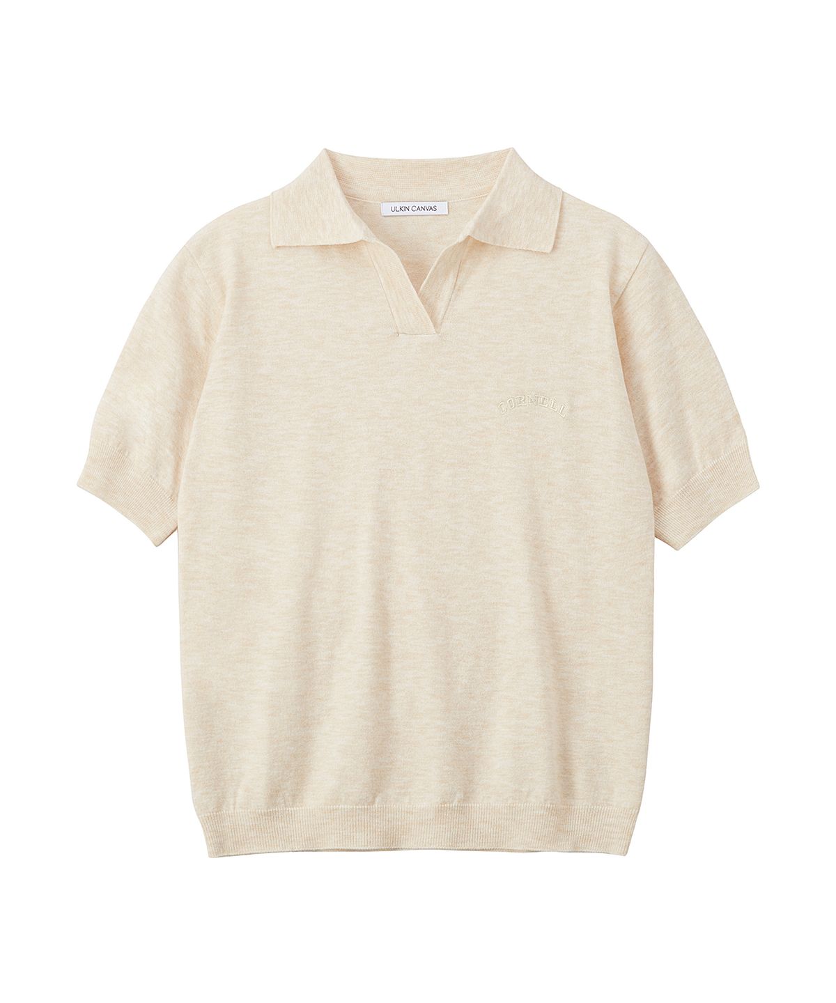 캔버스(CNVS) 코넬 베이직 로고자수 카라 니트 탑_(3 colors)