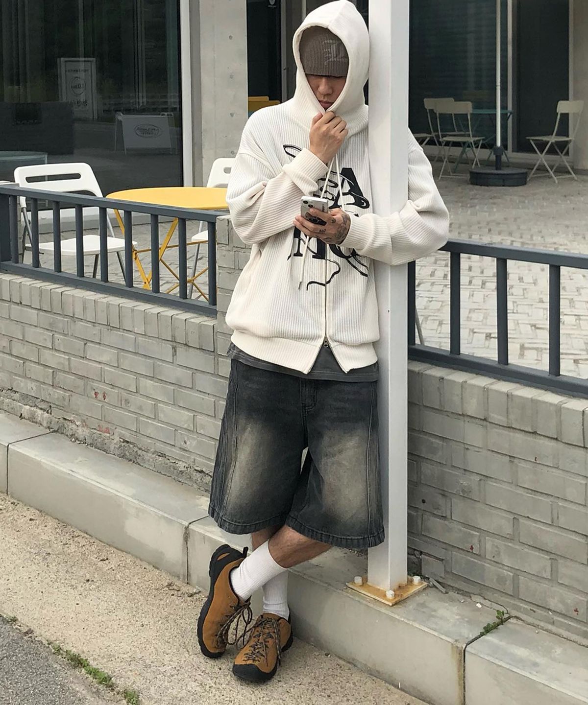 인템포무드(INTEMPOMOOD) 트리플 컷 버뮤다 팬츠_파이어우드
