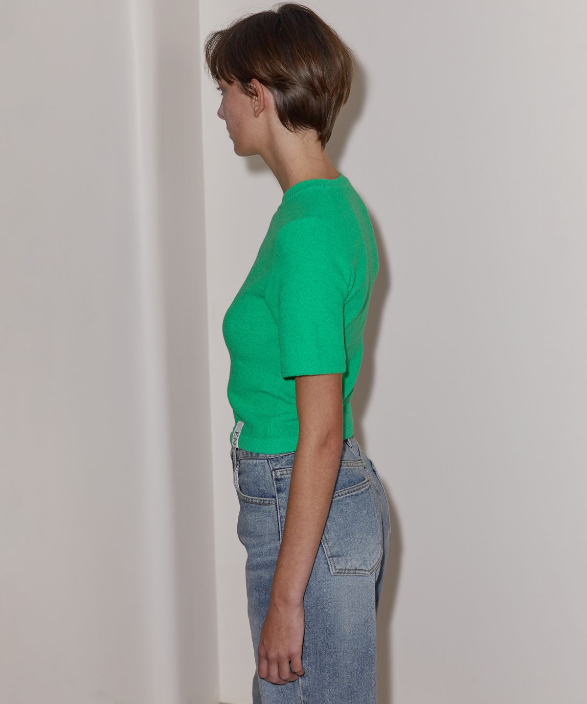 엔오르(EN OR) OUTLABEL BOUCLE KNIT TOP - GREEN
