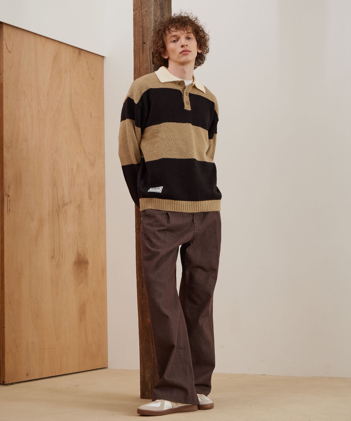 씨네드(CINEDE) [Pluto Wide Pintuck Denim - BROWN]플루토 와이드 핀 턱 데님 - BROWN