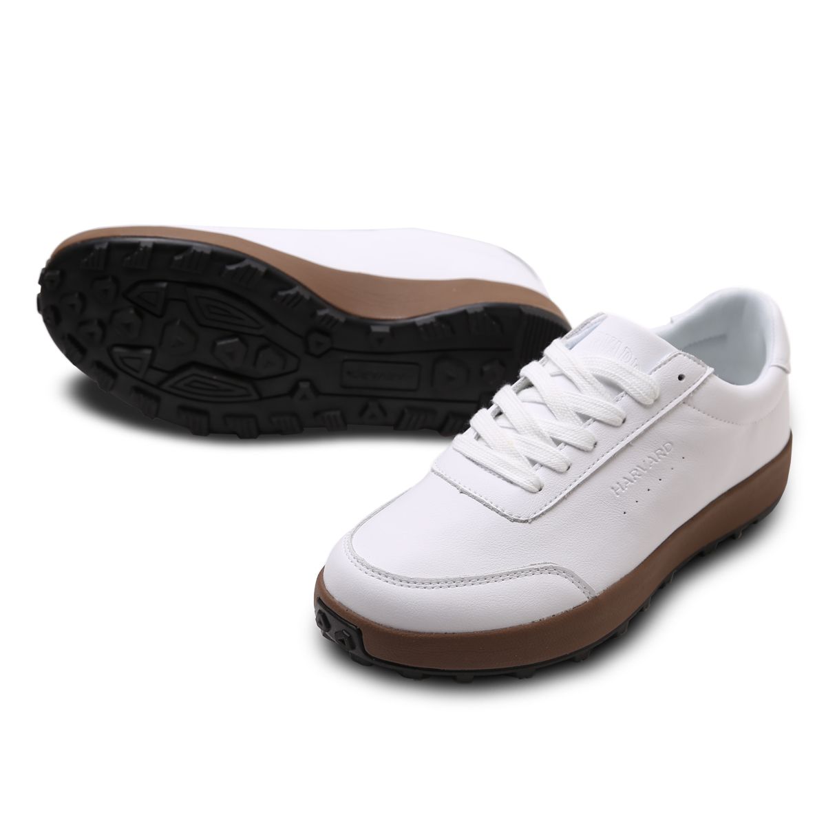 하버드 슈즈(HARVARD SHOES) 아크라 남여공용 스니커즈 가죽 데일리운동화 화이트