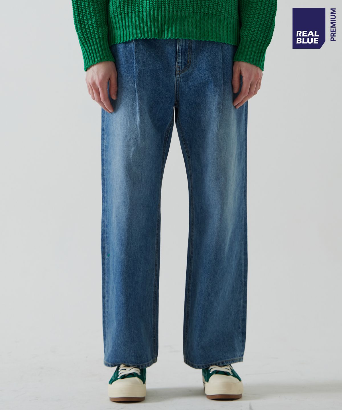 씨네드(CINEDE) [Mare Wide Washed Pintuck Denim - BLUE]마레 와이드 워싱 핀 턱 데님 - BLUE