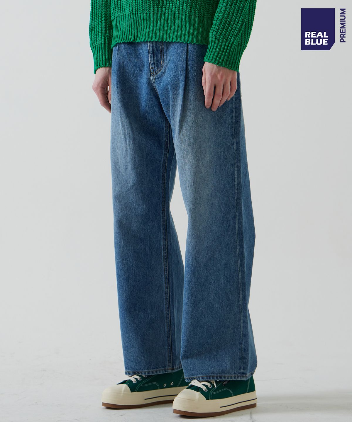 씨네드(CINEDE) [Mare Wide Washed Pintuck Denim - BLUE]마레 와이드 워싱 핀 턱 데님 - BLUE
