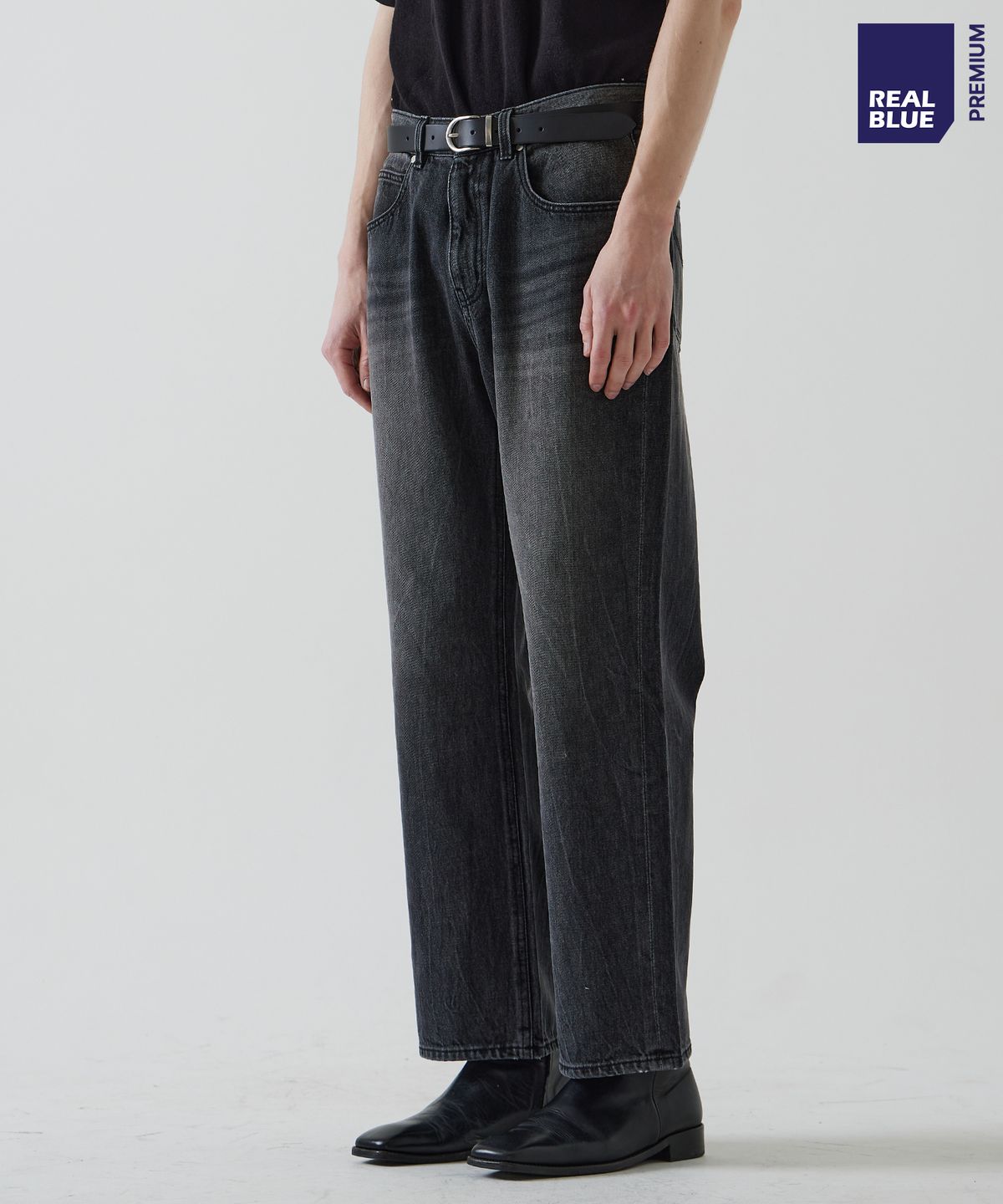 씨네드(CINEDE) [Mars Wide Straight Crack Denim - DEEP GRAY]마스 와이드 스트레이트 크랙 데님 - DEEP GRAY