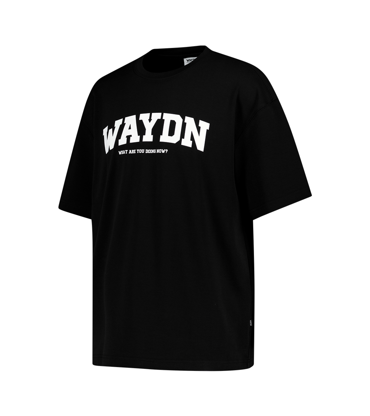 웨이든(WAYDN) 라운딩 로고 오버핏 반팔 블랙
