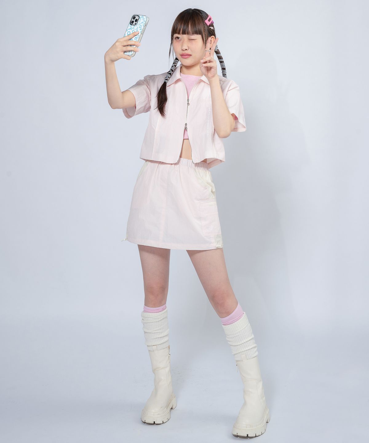 언유주얼 노말(UNUSUALNORMAL) WINDY SYMBOL SKIRT _ PINK