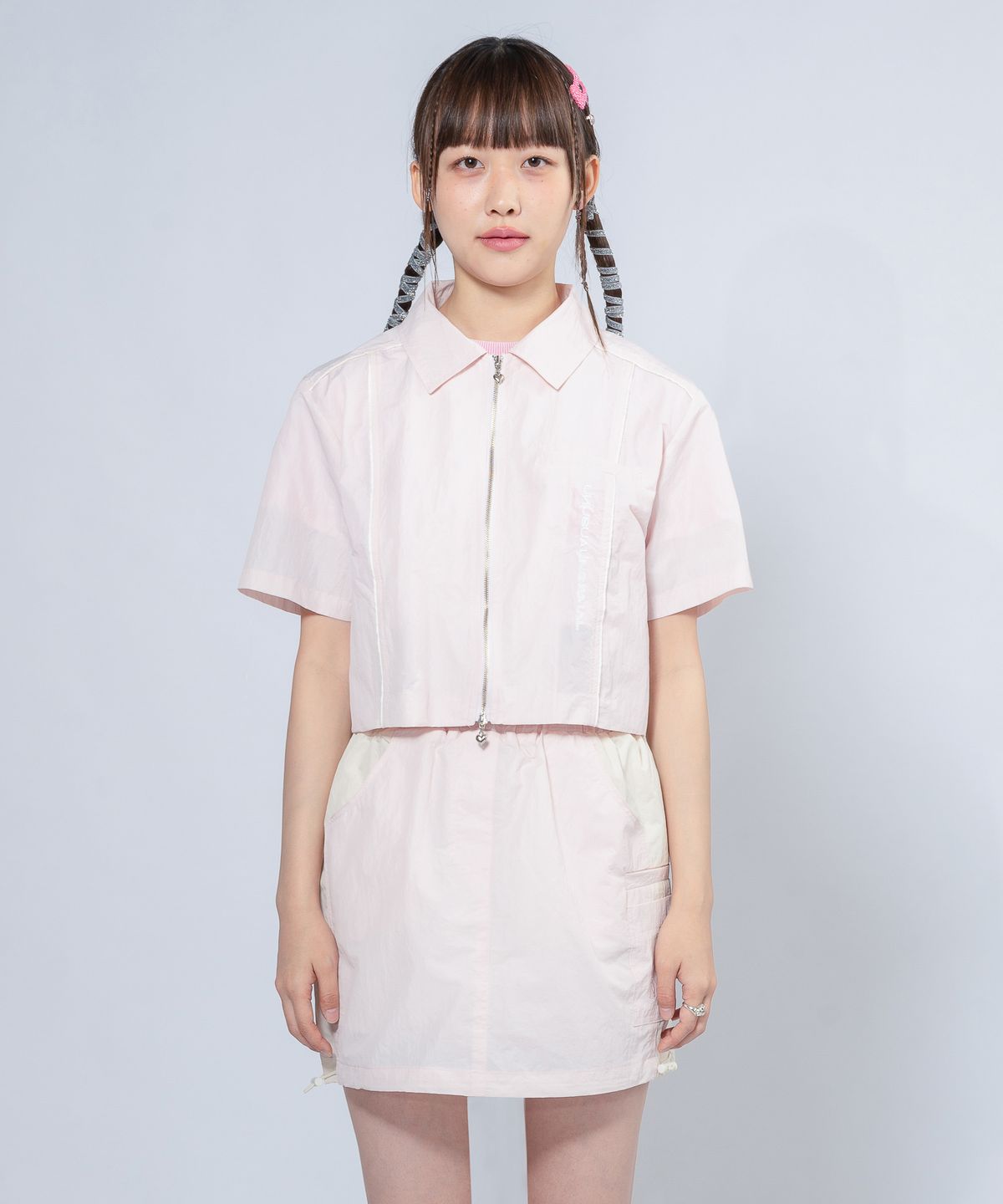 언유주얼 노말(UNUSUALNORMAL) WINDY LOGO ZIP-UP JACKET _ PINK