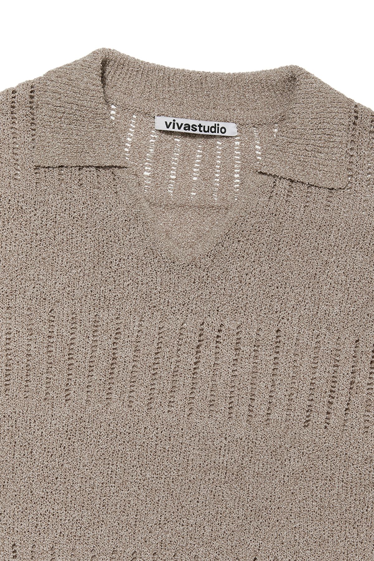 비바스튜디오(VIVASTUDIO) COLLAR PANNEL HALF KNIT [LIGHT BEIGE]