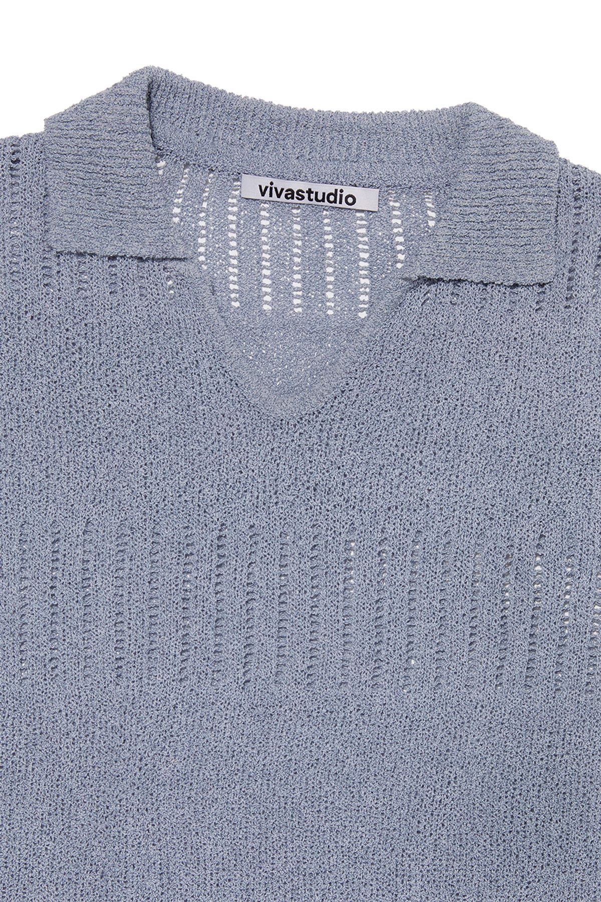 비바스튜디오(VIVASTUDIO) COLLAR PANNEL HALF KNIT [LIGHT BLUE]