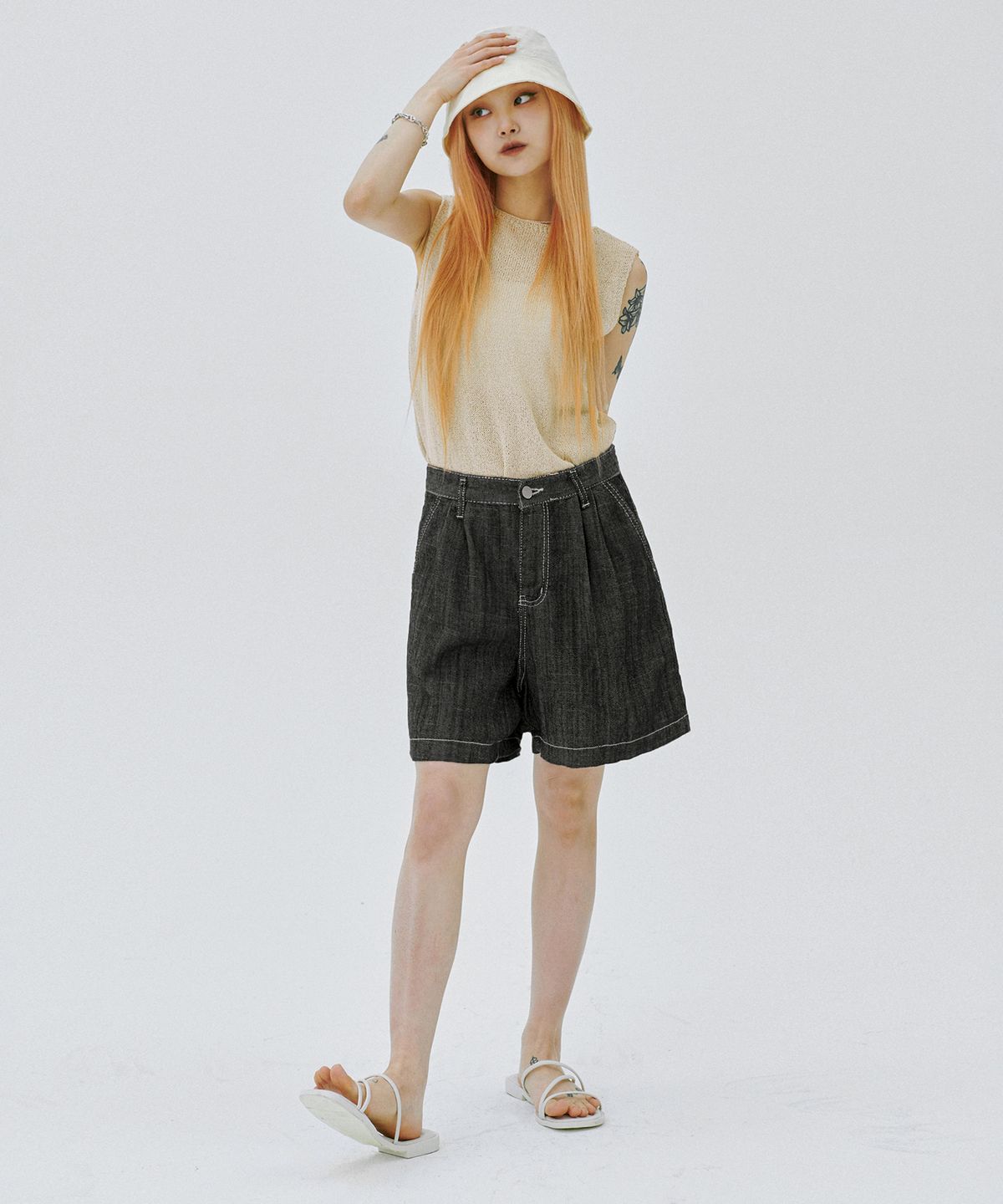 판도라핏(PANDORAFIT) [SHORTS] Pintuck Jeans