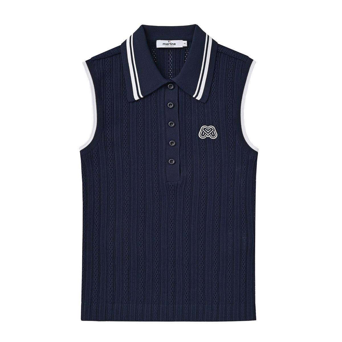 마틴골프(MARTINE GOLF) Sleeveless Collar Sweater_Navy