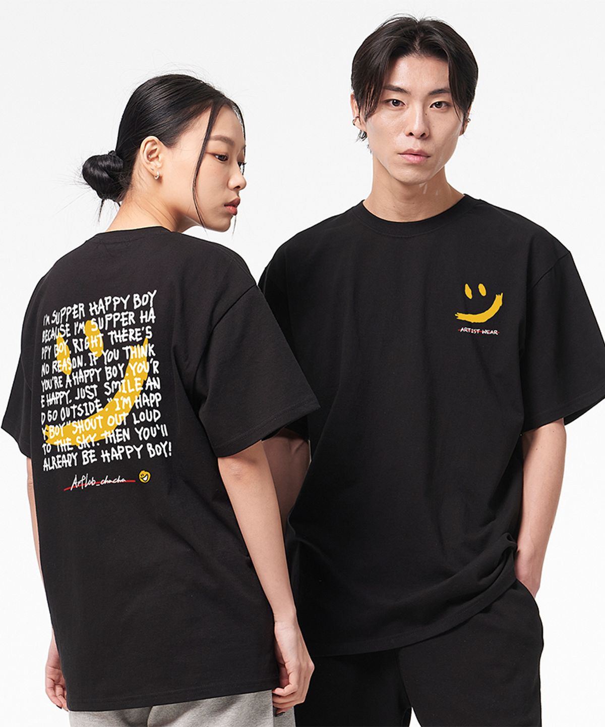 아티스트웨어(ARTISTWEAR) [ATW X 아트랩차차] 수퍼해피 반팔티