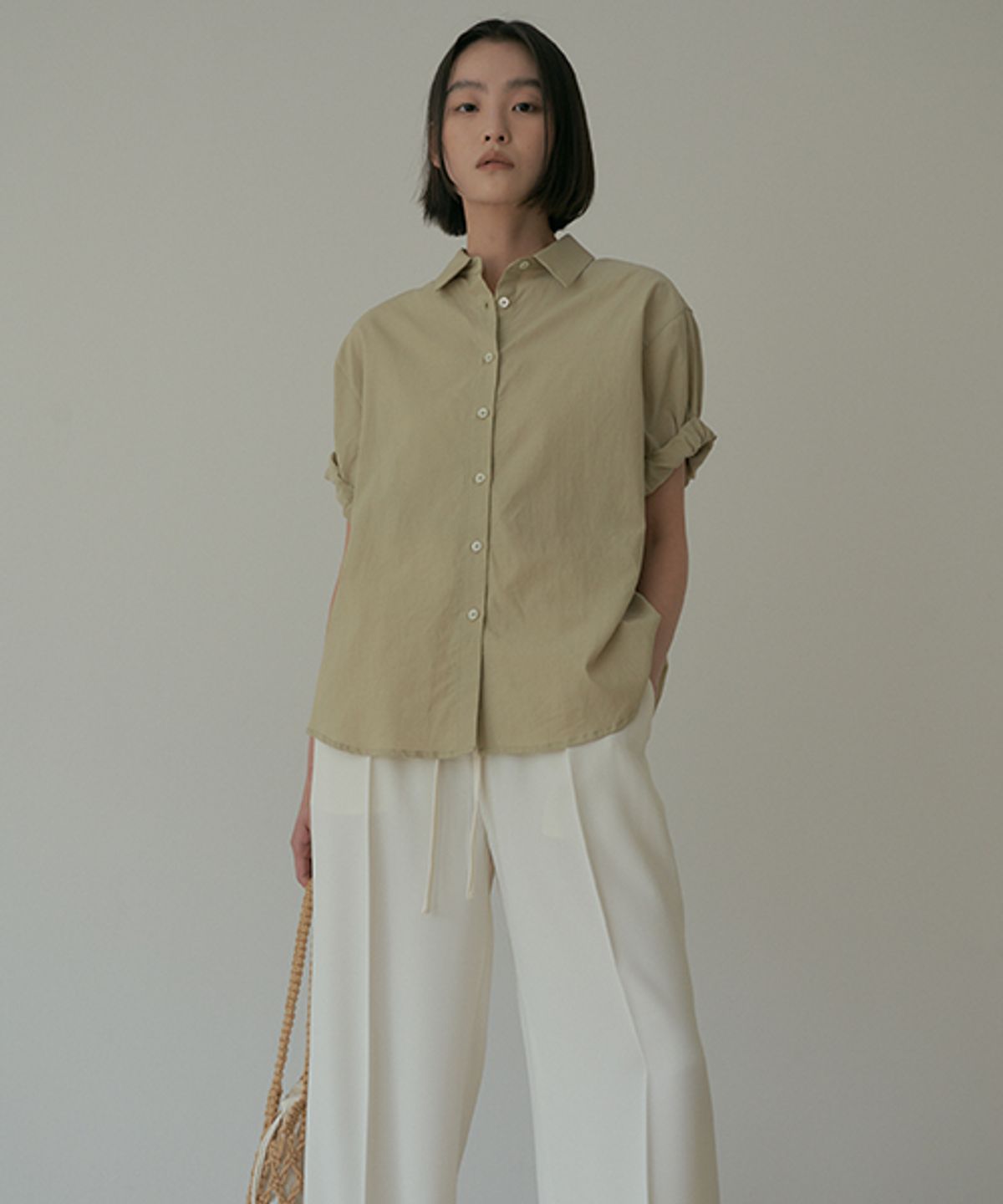 링서울(LINGSEOUL) roll-up blouse-khaki