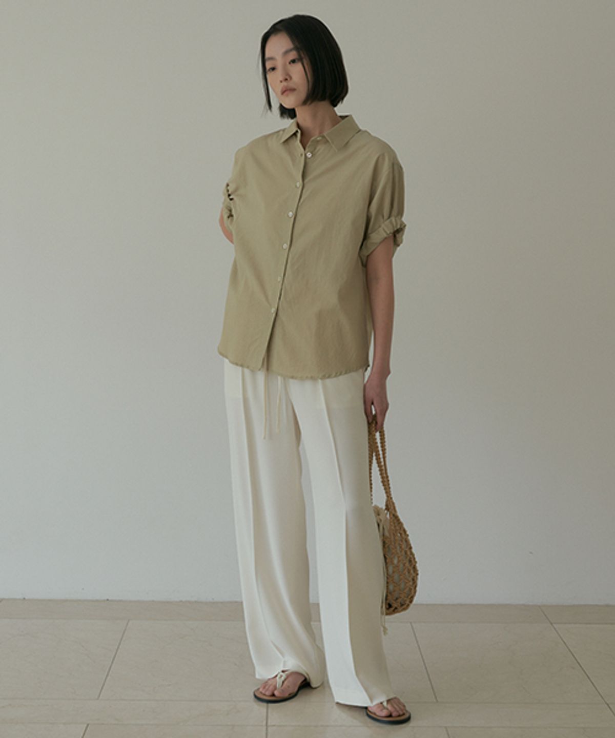링서울(LINGSEOUL) roll-up blouse-khaki