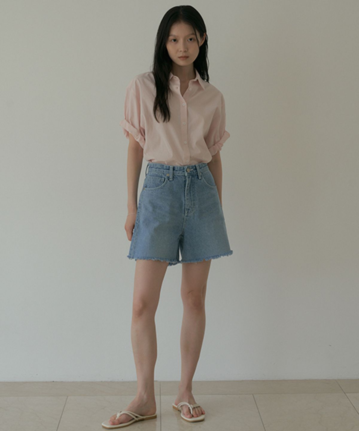 링서울(LINGSEOUL) roll-up blouse-light pink