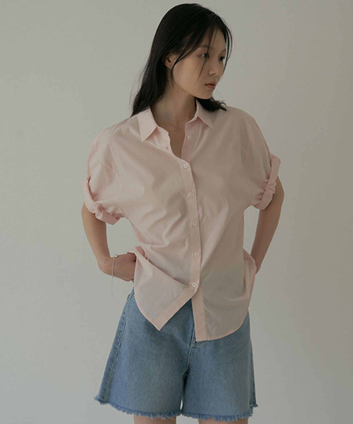 링서울(LINGSEOUL) roll-up blouse-light pink