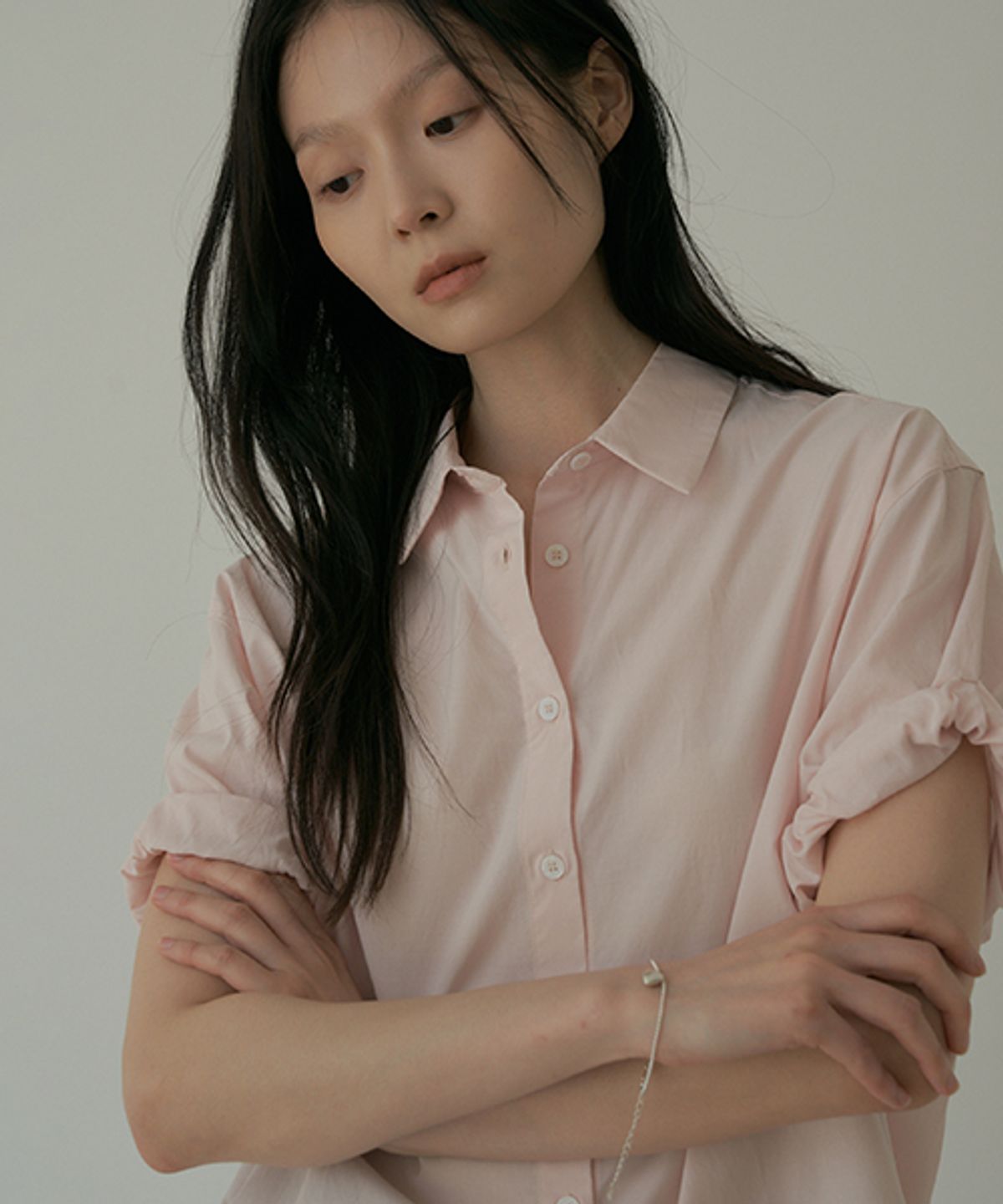 링서울(LINGSEOUL) roll-up blouse-light pink