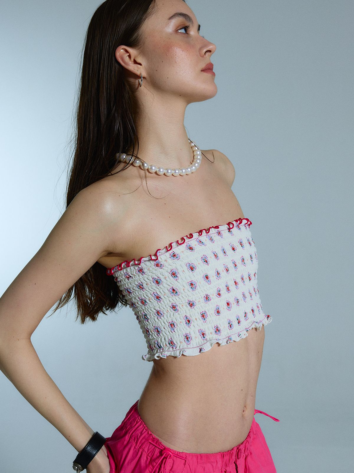 에즈이프 캘리(ASIF CALIE) FLOWER TUBE TOP IVORY