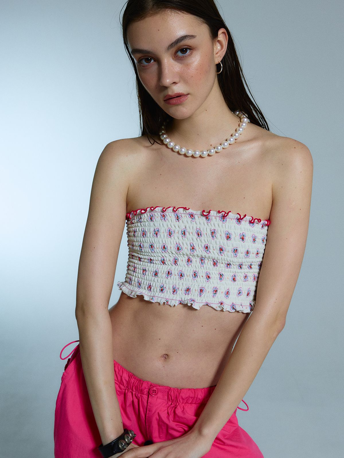 에즈이프 캘리(ASIF CALIE) FLOWER TUBE TOP IVORY