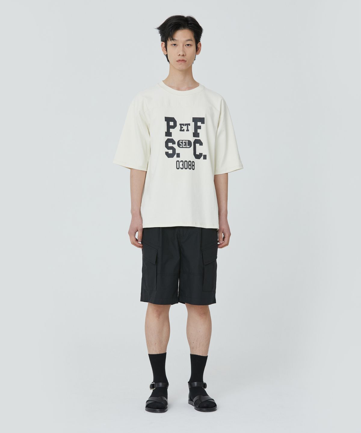 퍼블릭피겨(PUBLICFIGURE) PFSC 풋볼 티셔츠_에크루