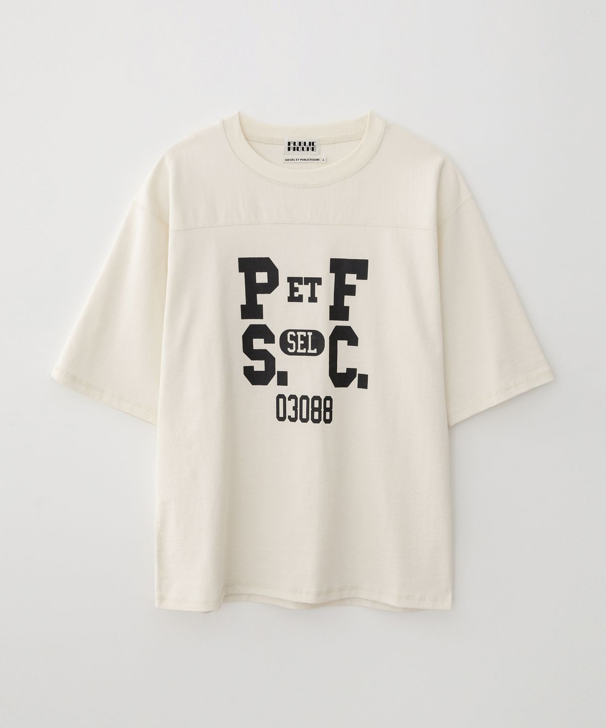 퍼블릭피겨(PUBLICFIGURE) PFSC 풋볼 티셔츠_에크루