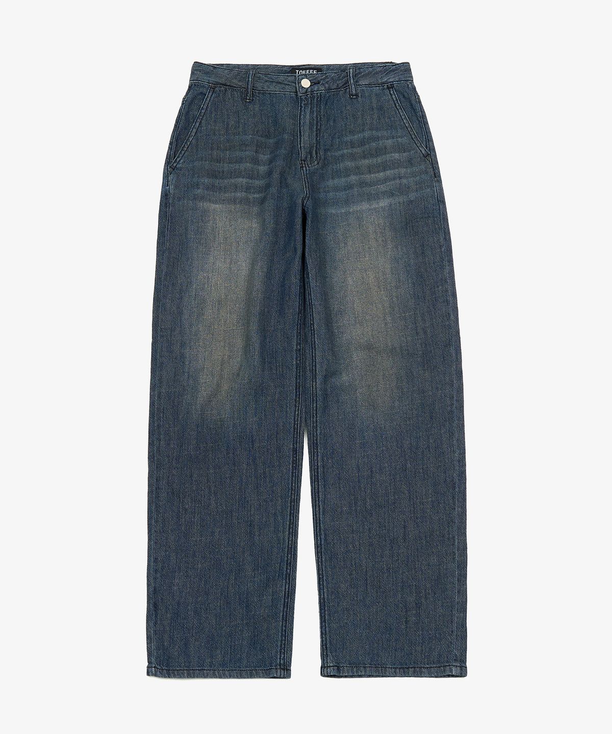 토피(TOFFEE) 내츄럴 린넨 데님 와이드 팬츠 (VINTAGE WASHED INDIGO)
