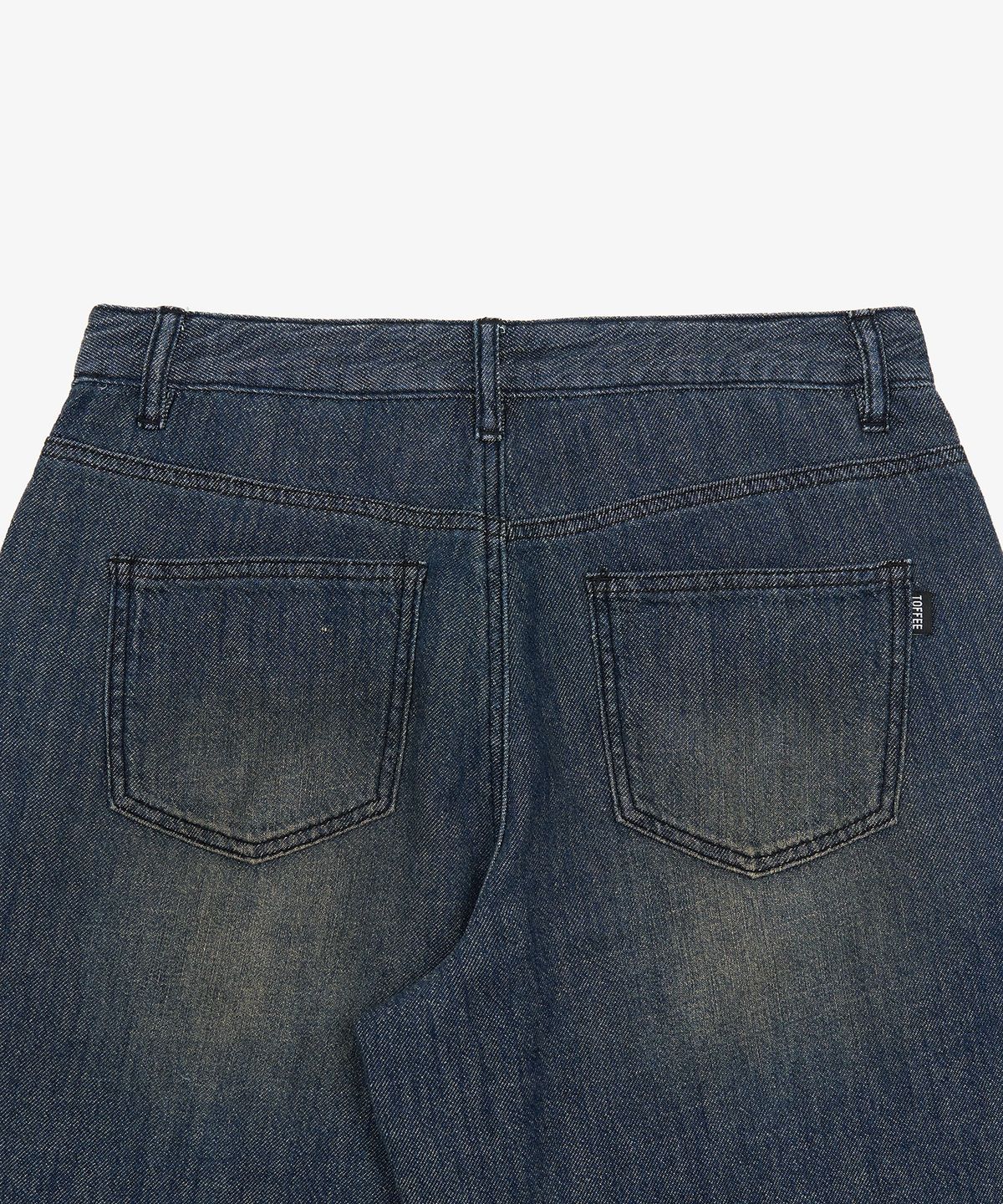 토피(TOFFEE) 내츄럴 린넨 데님 와이드 팬츠 (VINTAGE WASHED INDIGO)