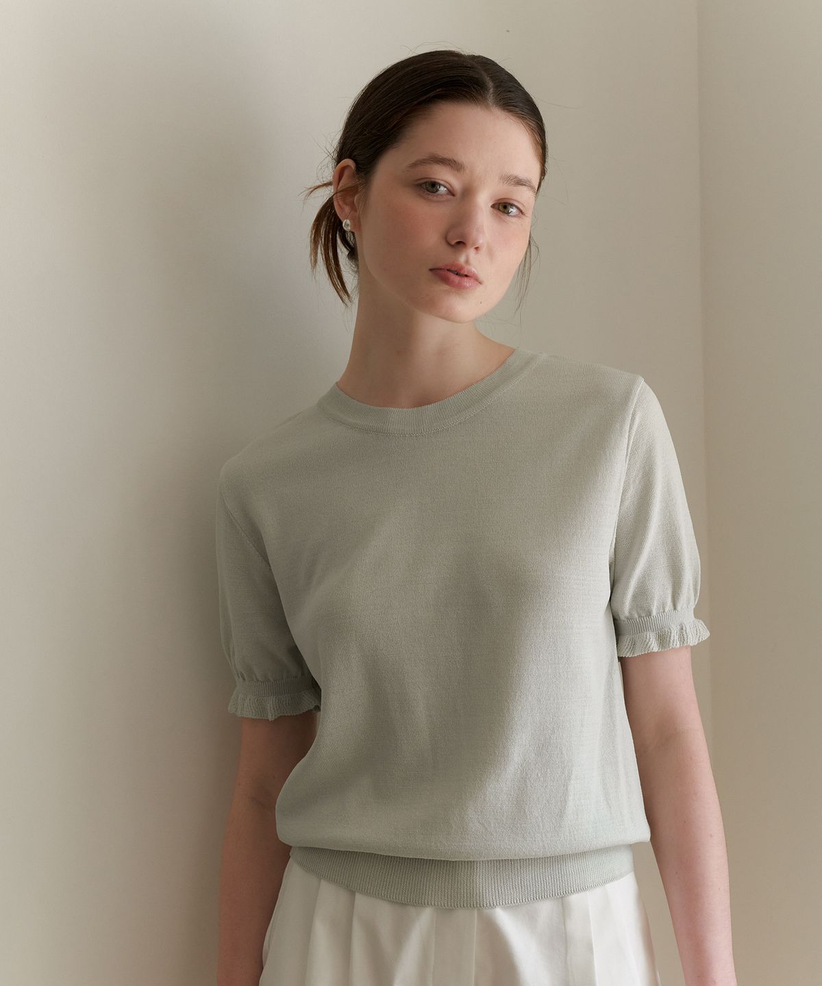 엽페(YUPPE) FRILL ROUND KNIT_MINT