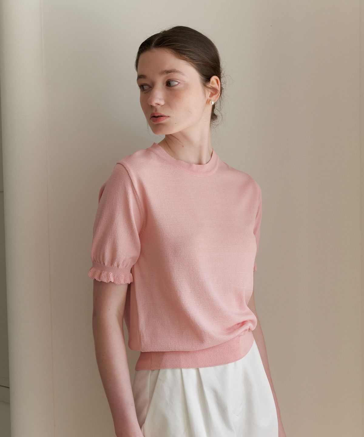 엽페(YUPPE) FRILL ROUND KNIT_PINK