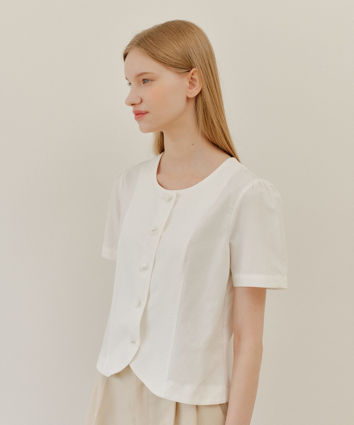 엽페(YUPPE) LINEN ROUND SHIRT_WHITE