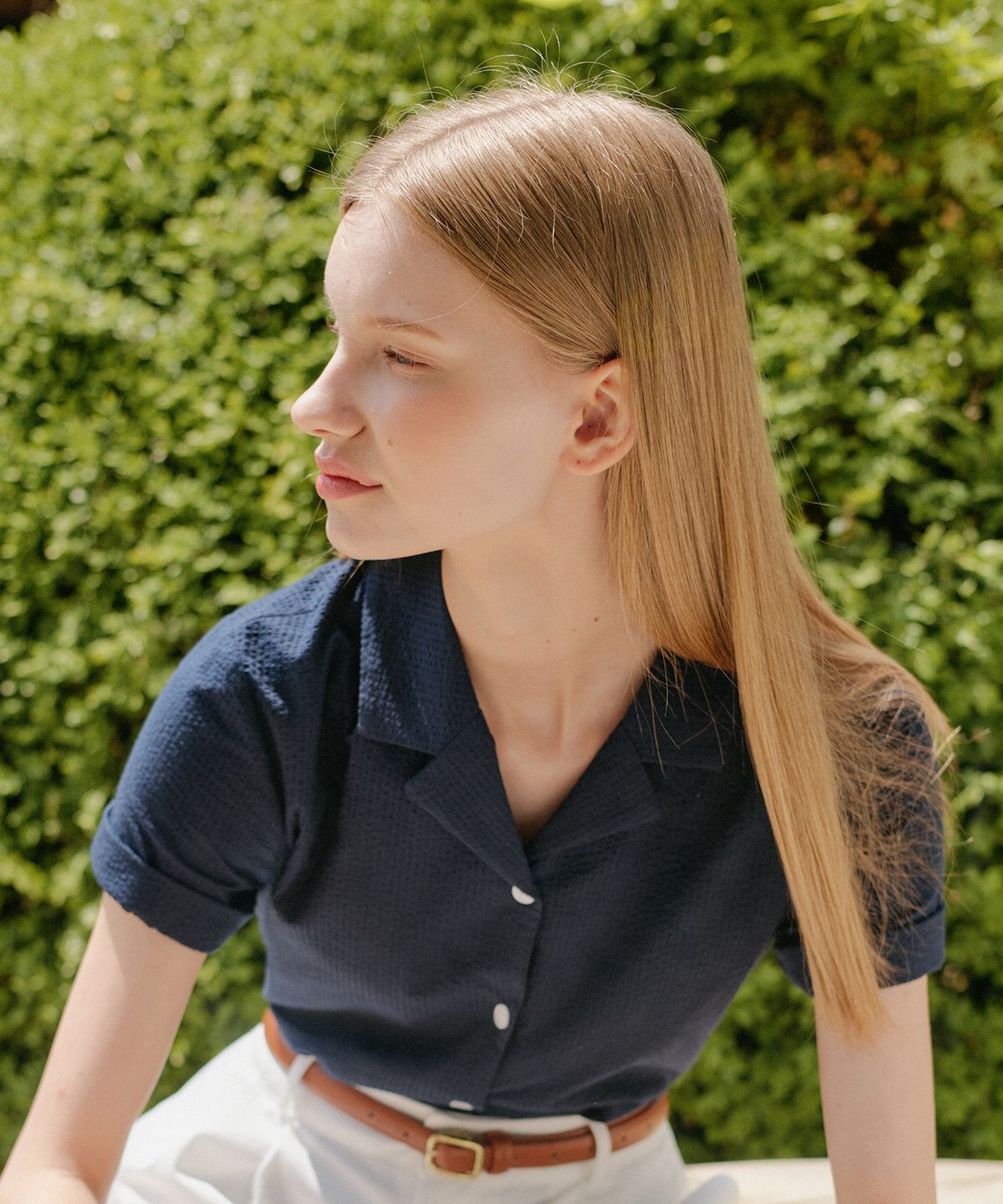 엽페(YUPPE) SEERSUCKER COLLAR SHIRT_NAVY