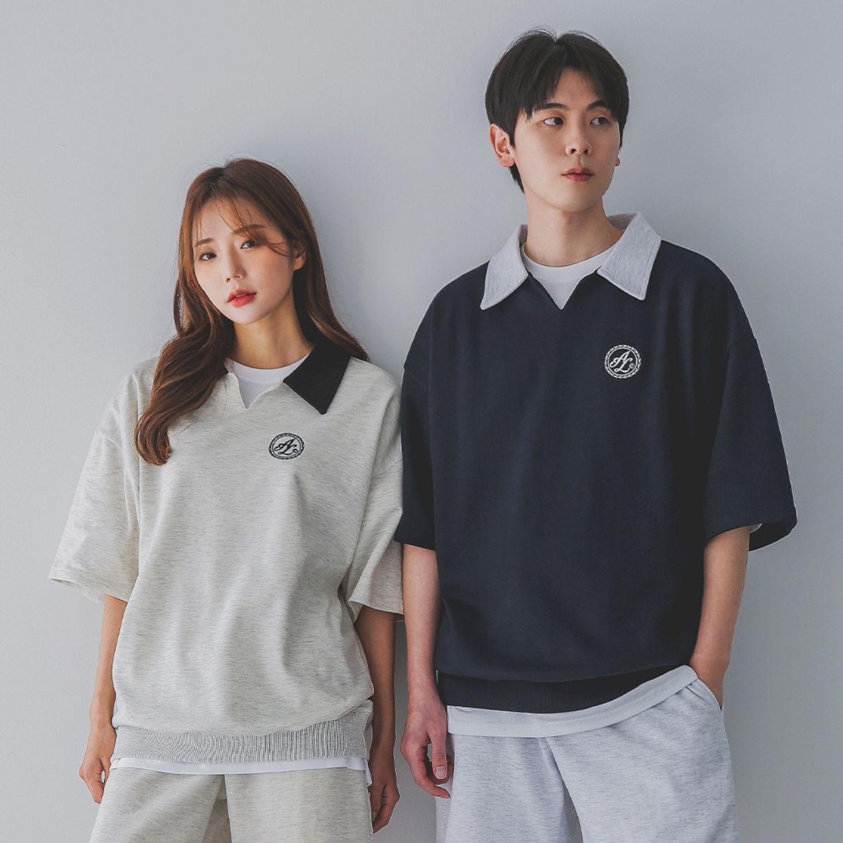 앨빈클로(ALVINCLO) 월계수 로고 오픈 카라 반팔티 AST4525 (4 COLOR)