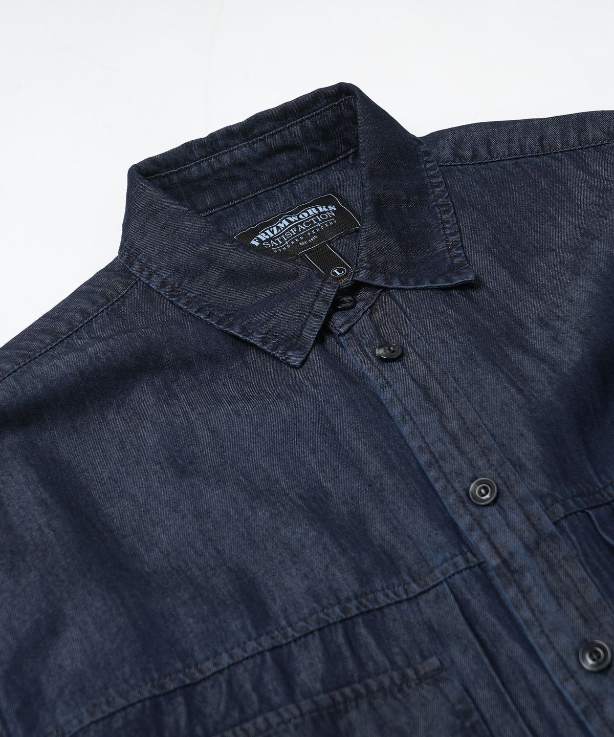 프리즘웍스(FRIZMWORKS) TENCEL DENIM TRUCKER HALF SHIRT _ INDIGO