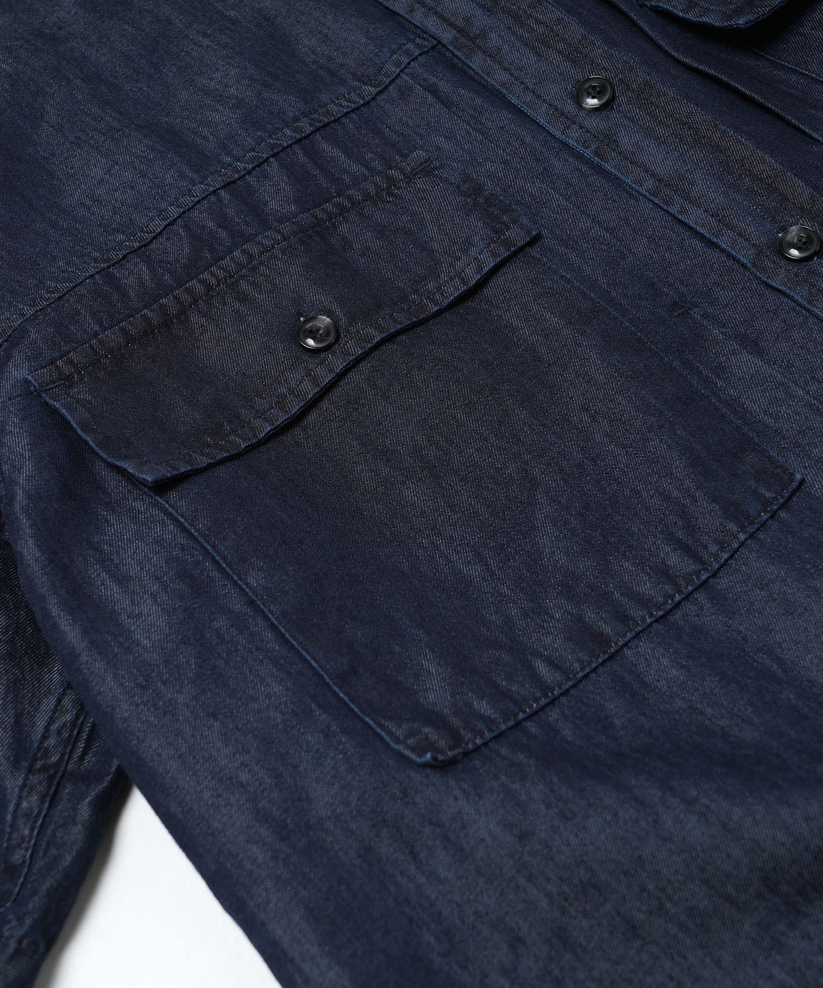 프리즘웍스(FRIZMWORKS) TENCEL DENIM TRUCKER HALF SHIRT _ INDIGO