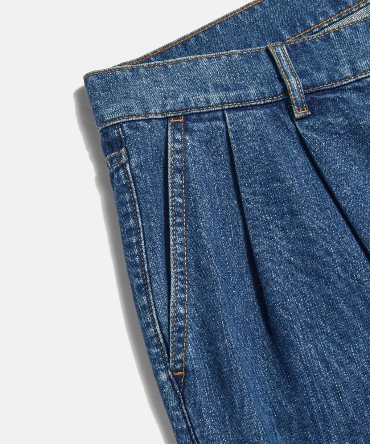 에스피오나지(ESPIONAGE) Double Pleats Denim Shorts Washed Indigo