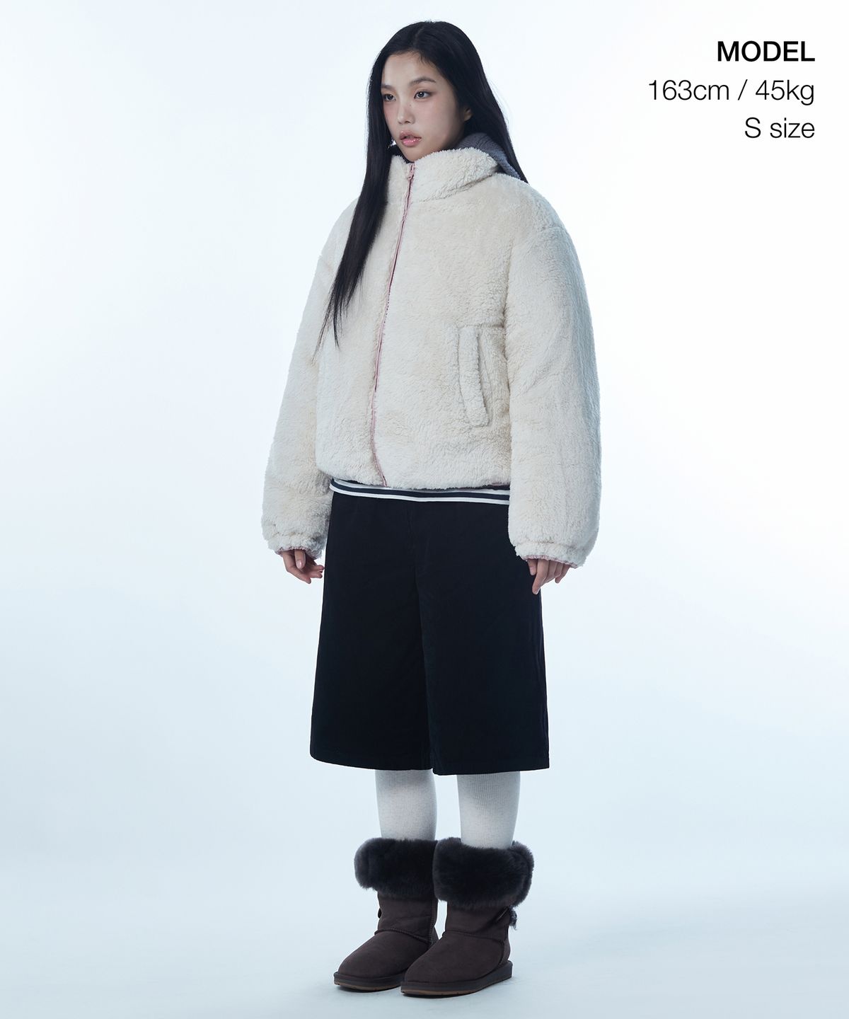 무신사 스탠다드 우먼(MUSINSA STANDARD WOMAN) 우먼즈 데일리 푸퍼 리버서블 플리스 숏 패딩 재킷 [핑크/크림]