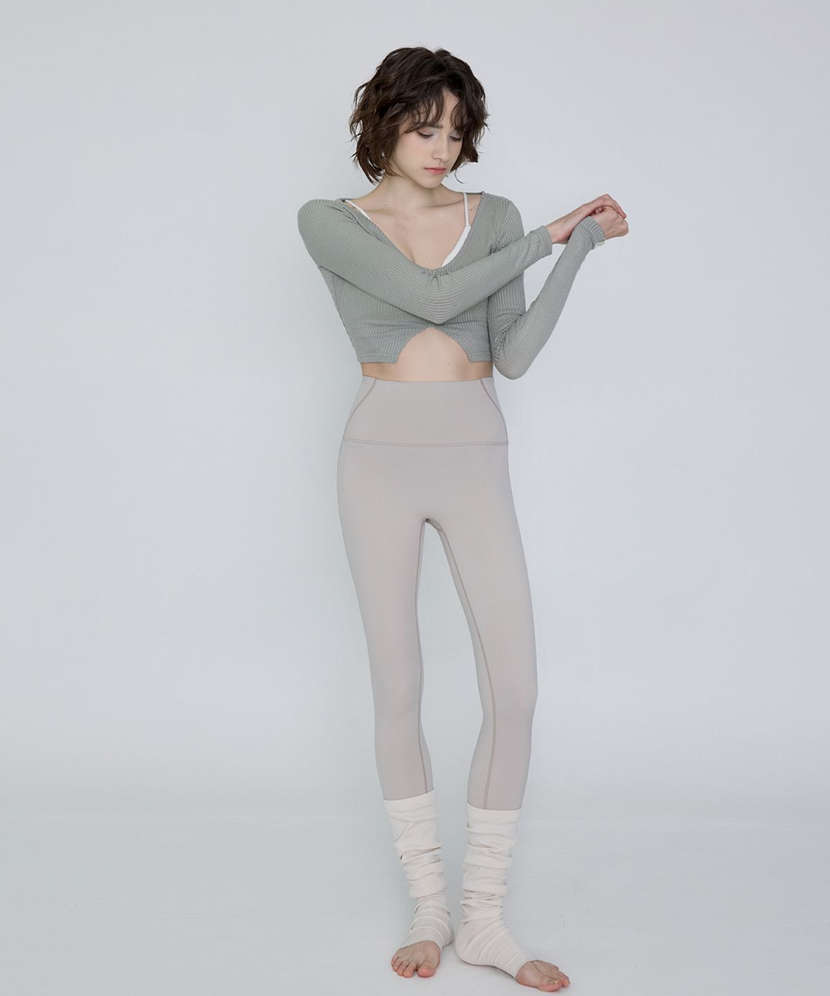 데비웨어(DEVIWEAR) 줄리아 골지 롱슬리브 DEVI-T0092-말차그린