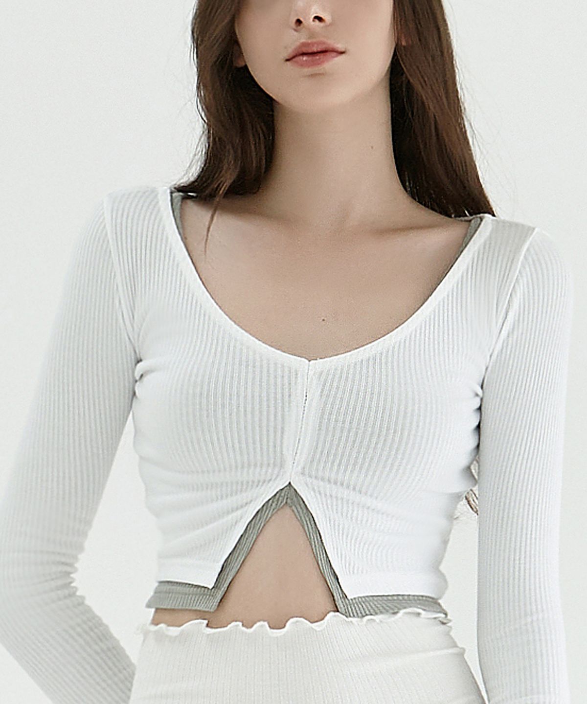 데비웨어(DEVIWEAR) 줄리아 골지 롱슬리브 DEVI-T0092-화이트