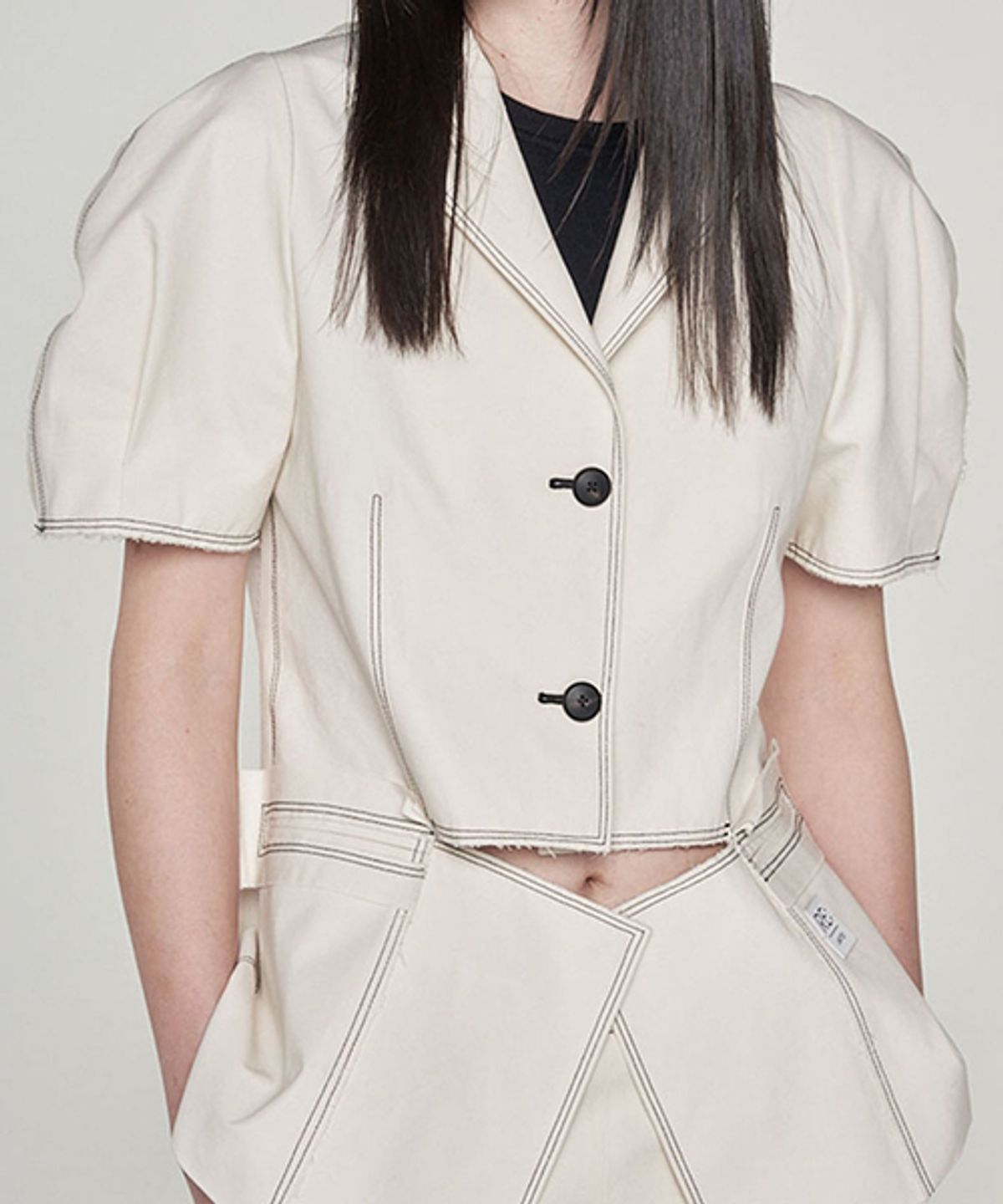 래코드(RECODE) [여성] Voluminous Sleeve Linen Jacket _RQJAM23549IVX